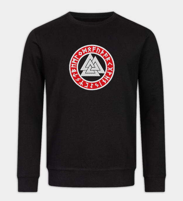Moletom bordado Valknut Círculo Rúnico