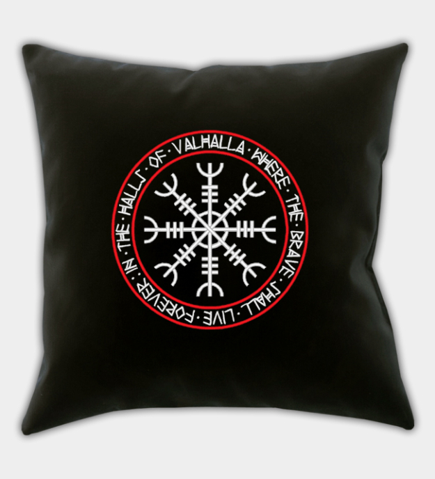 Capa de almofada bordada Salões de Valhalla