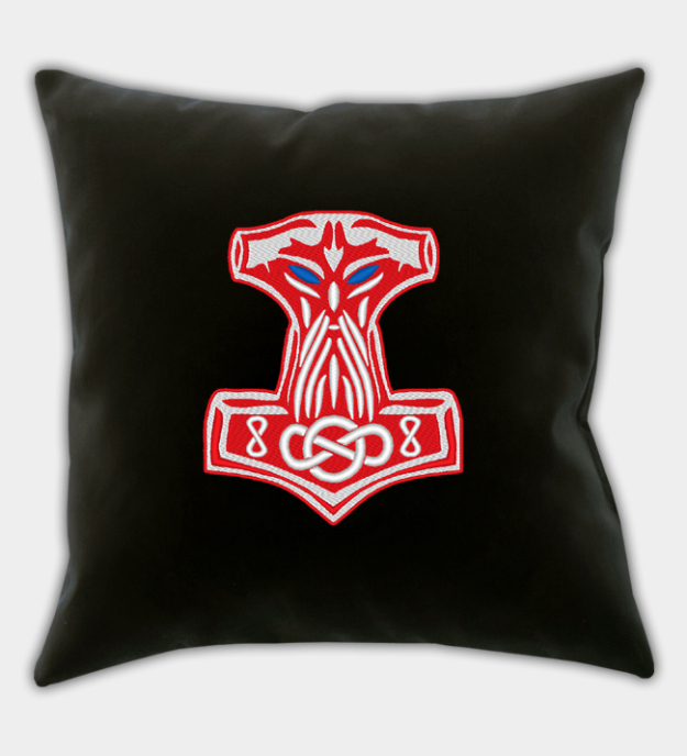 Capa de almofada bordada Mjolnir