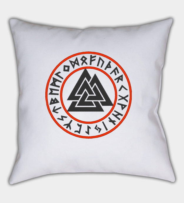Capa de almofada bordada Círculo rúnico Valknut