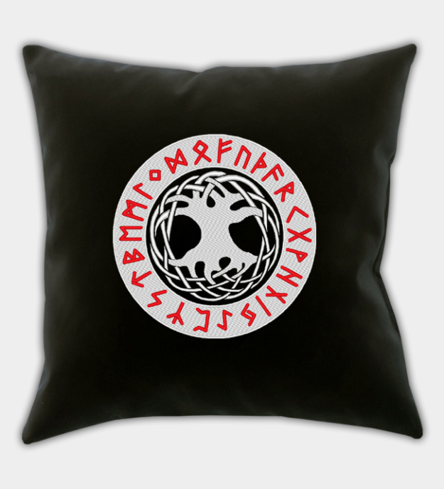 Capa de almofada bordada Yggdrasil