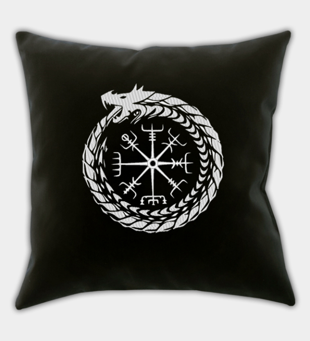 Capa de almofada decorativa bordada Serpente de Midgard
