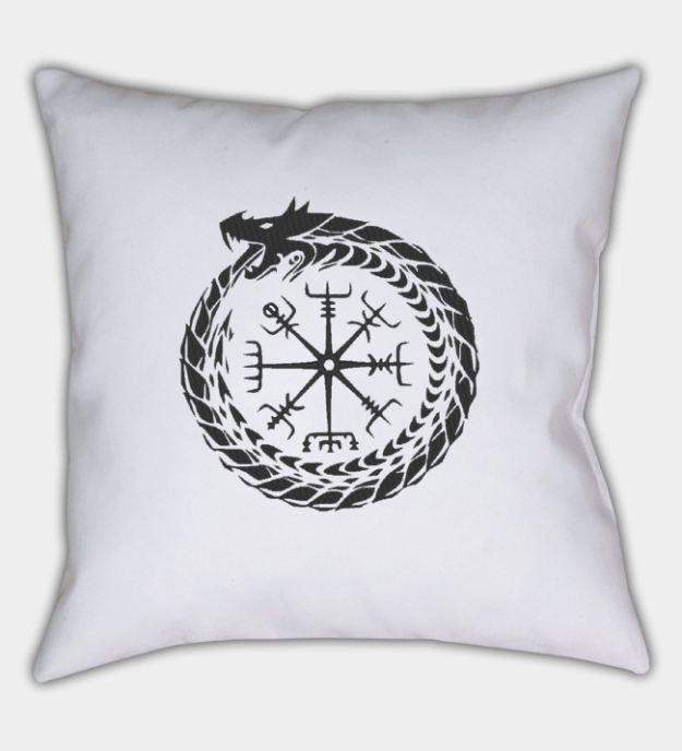 Capa de almofada decorativa bordada Serpente de Midgard