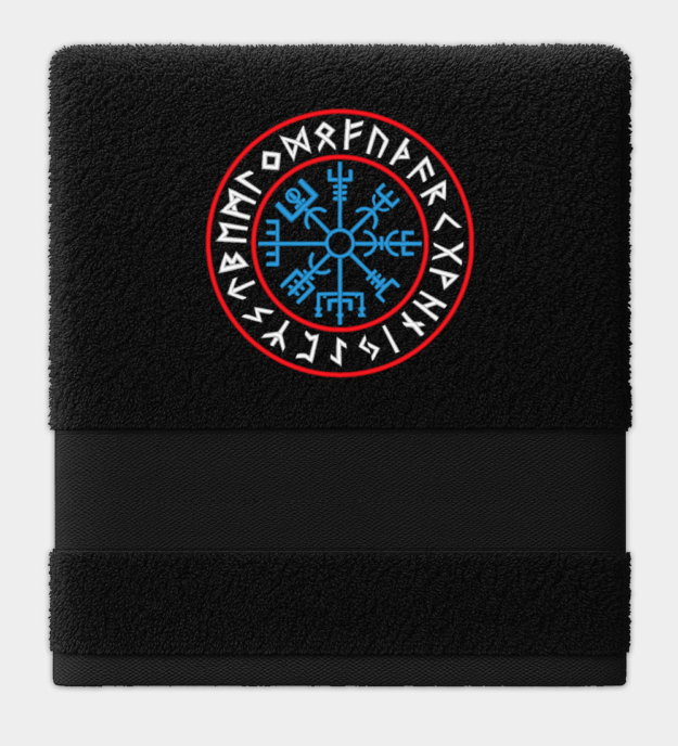 Toalha Bordada Vegvísir Rúnico